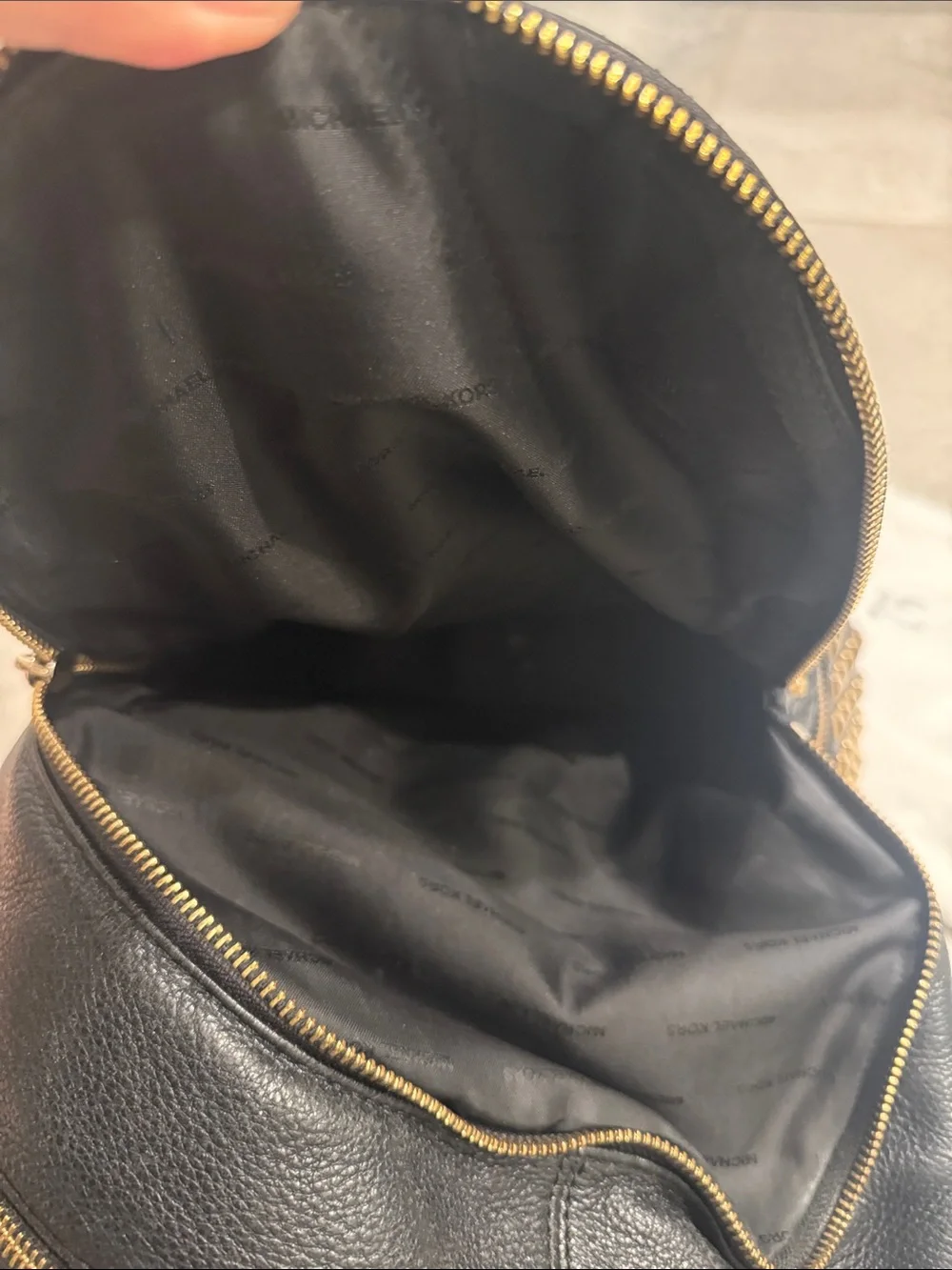 Michael Kors Black Leather Studded Backpack with Gold Hardware